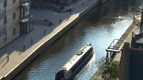 Canal Barge Stock Footage 8953679