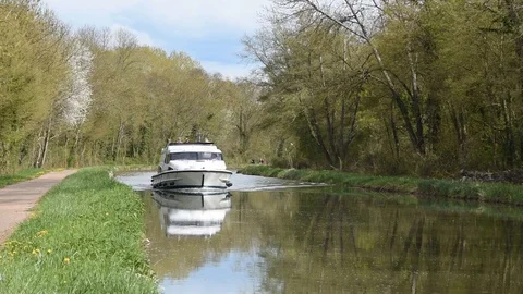 Canal boat Stock Footage 88834175