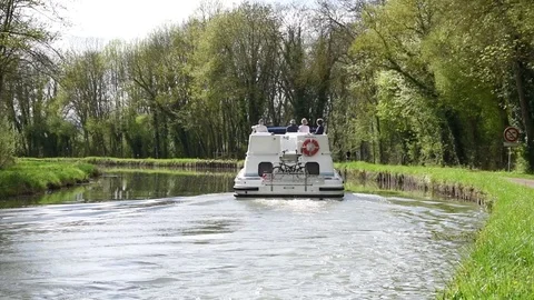 Canal boat Stock Footage 88834384