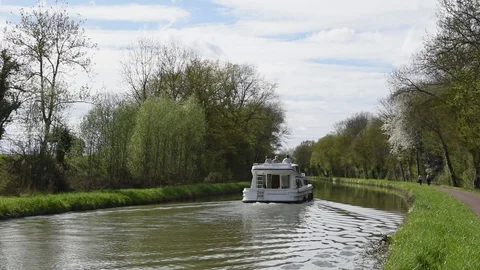 Canal boat Stock Footage 88835301