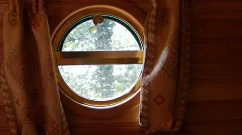 Canal Boat Round Window Stock Footage 11553958