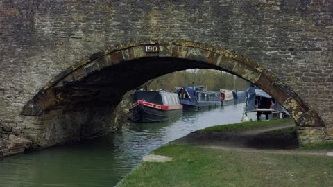 Canal with boats Stock Footage