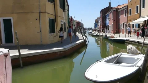 Canal in Burano Stock Footage 97357414