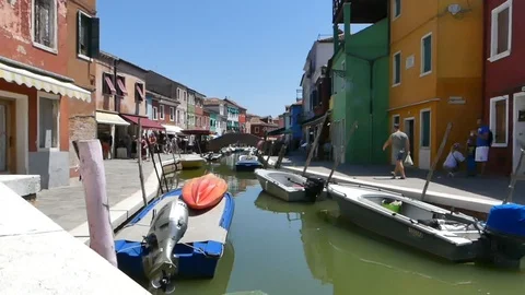 Canal in Burano Stock Footage 97357452