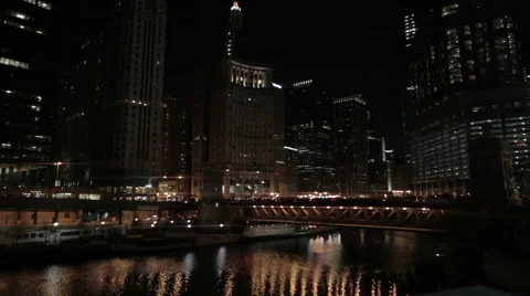 Canal in Chicago, nighttime Stock Footage 41307623