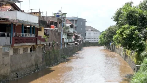 Canal in the city, Bandung, West Java, Indonesia. 動画素材 239246325