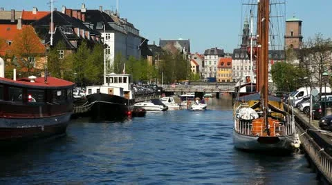 Canal in Copenhagen Stock Footage 10922352