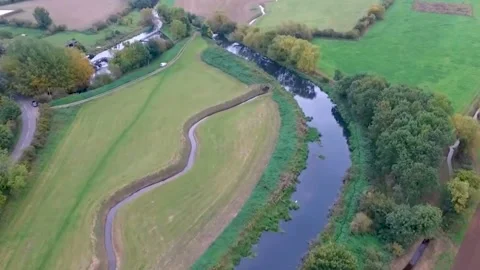 Canal Drone Pan Stock Footage 163275004