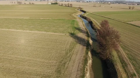 Canal in the fields Stock Footage 119818190