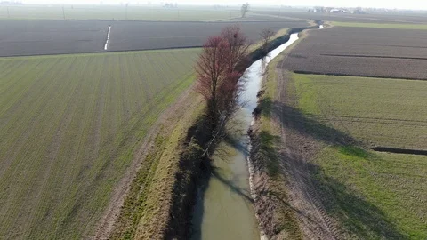 Canal in the fields Stock Footage 119818692