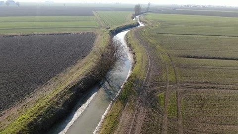 Canal in the fields Stock Footage 119820190
