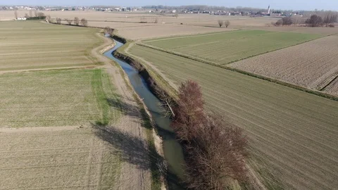 Canal in the fields Stock Footage 119832970