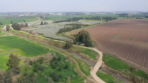 Canal in Fields Stock Footage 125907898