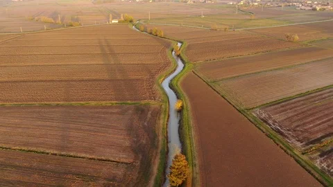 Canal in the fields in spring Stock Footage 118263193