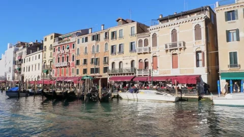 Canal Grande Riva del Vin Waterfront in Venice, Italy Stock Footage 169392653