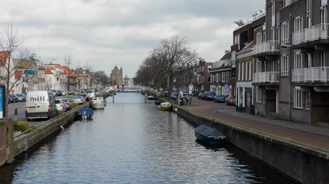 Canal in Haarlem, Netherlands Stock Footage 34621273