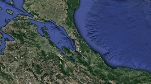 Canal Istanbul project map shows planned waterway - Transport Plan and Sea Level Stock Footage 339793351