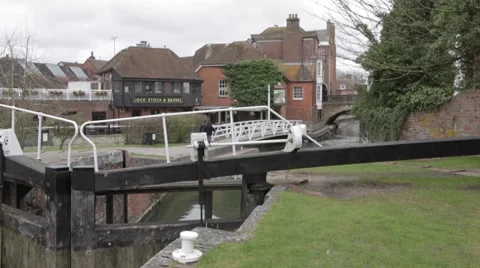 Canal  lock Stock Footage 40041174