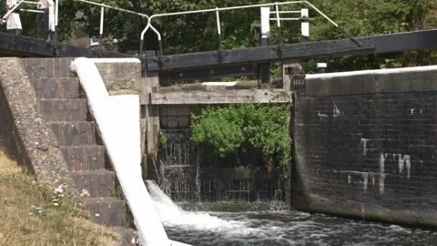 Canal lock gate Stock Footage 300127158