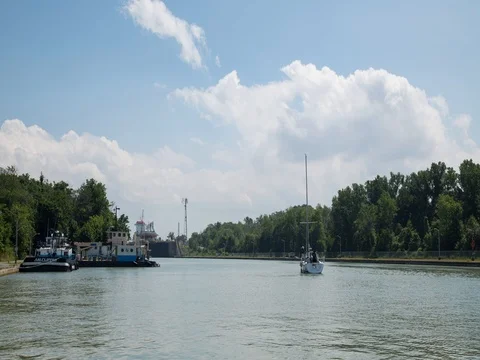 Canal Lock Ship Boat Stock-Footage 77547544
