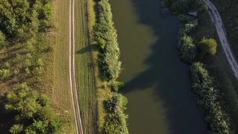 Canal in the Middle of a Field Stock Footage 136508915