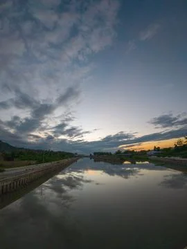 Canal Reflection at Dusk Stock Photos