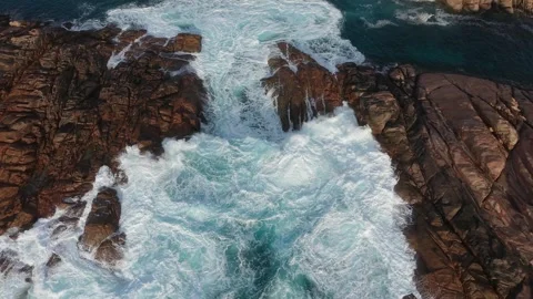 Canal Rocks With Turquoise Waves, Margaret River, Western Australia. Video stock 329131753