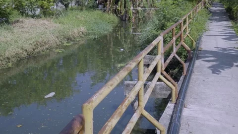 Canal Walkway Railing Video stock 338343127