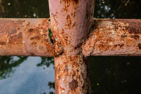 Canal walkway rusty railing Stock Photos