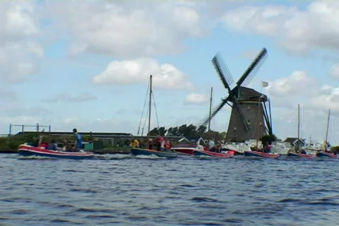Canal windmill 03 Stock Footage 491346