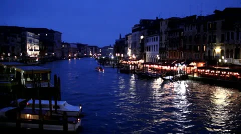 Canale Grande by night, Venice, Venezia Stock Footage