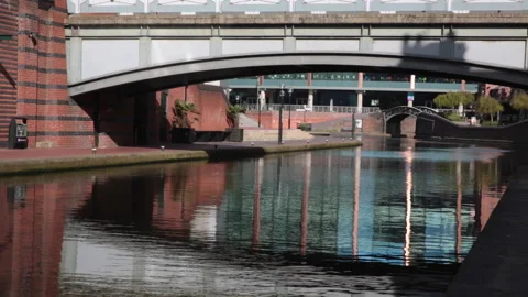 Canals in Central Birmingham Stock Footage 134475210