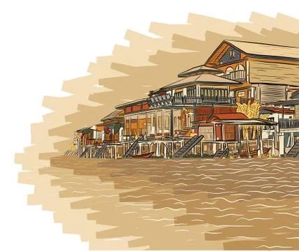 Canalside buildings Illustrazione stock