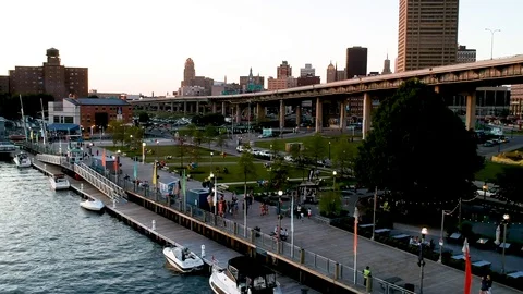Canalside with City in Background Stock Footage 121392113