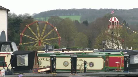 Canalside Fairground Stock Footage 11527509