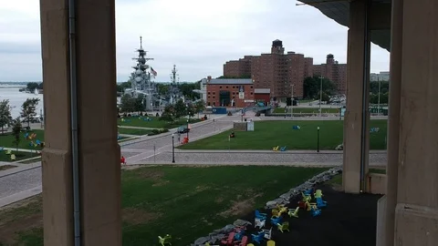 Canalside Fly Through Stock Footage 98219577