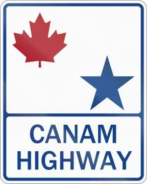 CanAm Highway shield with maple leaf and star Stock Illustration