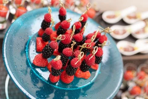 Canape of berries Stock Photos