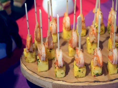 Canape with cheese and lemon Stock Footage 81303945