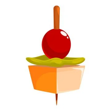 Canape with cheese, olive and cherry tomato on a wooden stick Stock Illustration