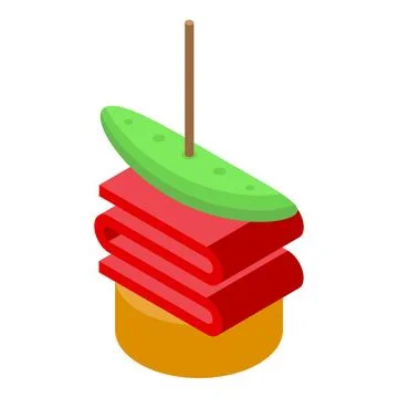 Canape with ham, cucumber and bread holding by a stick Stock Illustration