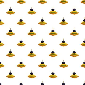 Canape pattern with olive appetizer seamless background Stock Illustration