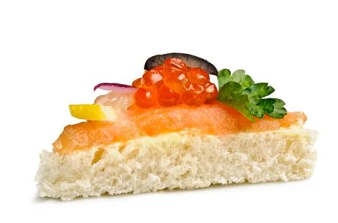 Canape with red caviar Stock Photos