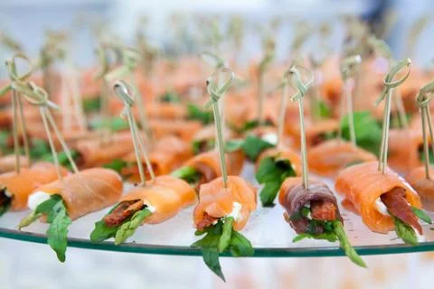Canape with red fish Stock Photos