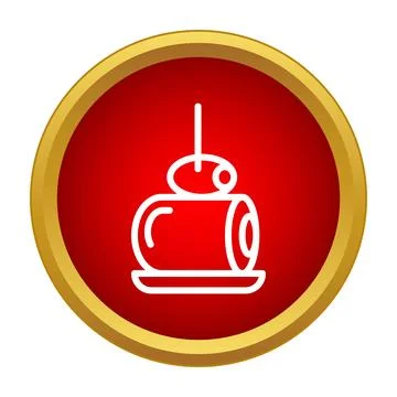 Canape snack appetizer with olive and ham skewer icon Stock Illustration