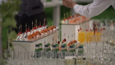 Canapé snacks and drinks Stock Footage 106998896