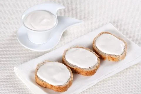 Canape with soft cheese Stock Photos