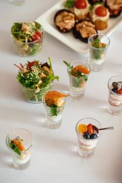 Canapes on the festive table Stock Photos