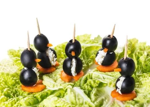 Canapes in the form of a penguin Stock Photos