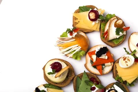 Canapes isolated on white background Stock Photos